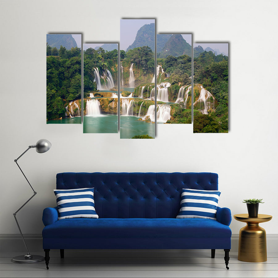 Beautiful Ban Goic Waterfall In China, Multi Panel Canvas Wall Art
