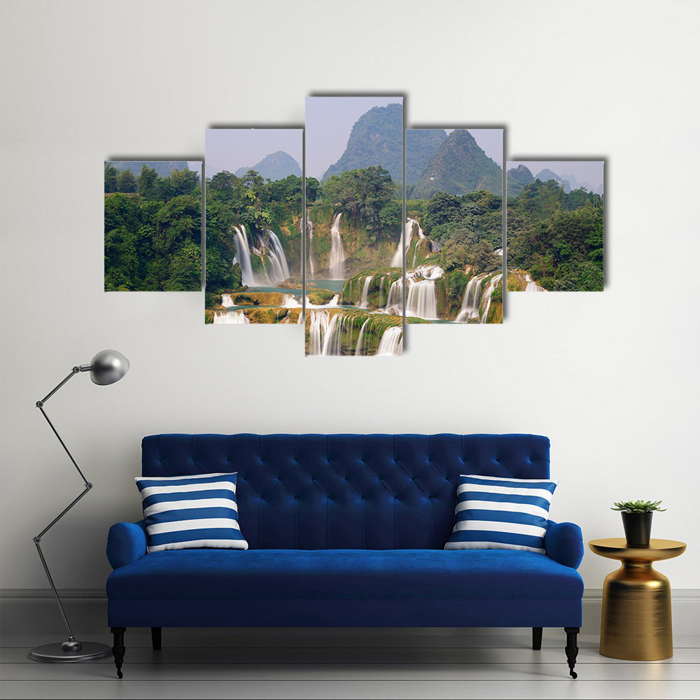 Beautiful Ban Goic Waterfall In China, Multi Panel Canvas Wall Art