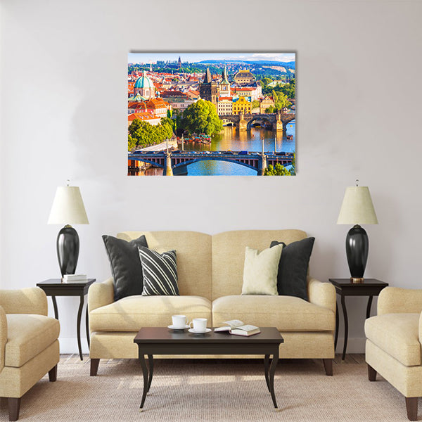 Scenic summer aerial view of the Old Town Multi Panel Canvas Wall Art