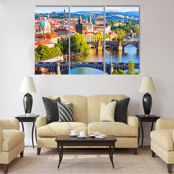Scenic summer aerial view of the Old Town Multi Panel Canvas Wall Art
