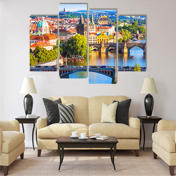 Scenic summer aerial view of the Old Town Multi Panel Canvas Wall Art