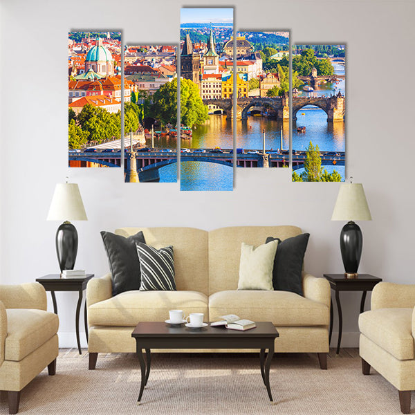 Scenic summer aerial view of the Old Town Multi Panel Canvas Wall Art