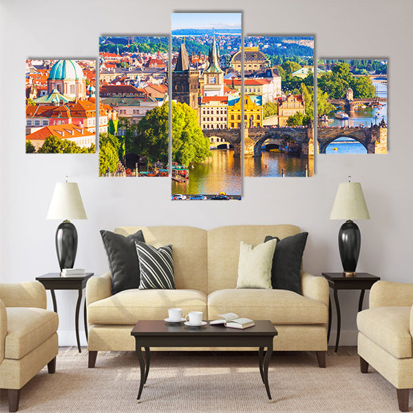 Scenic summer aerial view of the Old Town Multi Panel Canvas Wall Art
