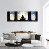 Meditating in old temple panoramic canvas wall art