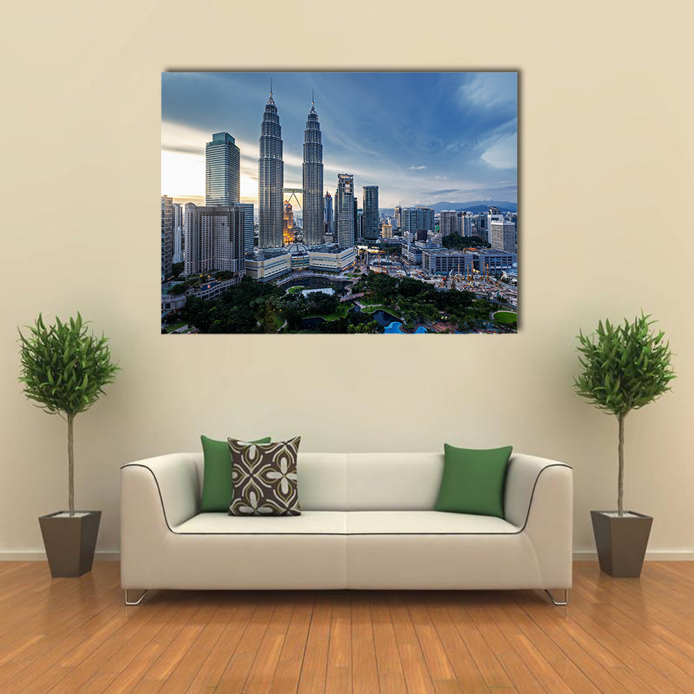 The PETRONAS Twin Towers In Kuala Lumpur, Multi Panel Canvas Wall Art