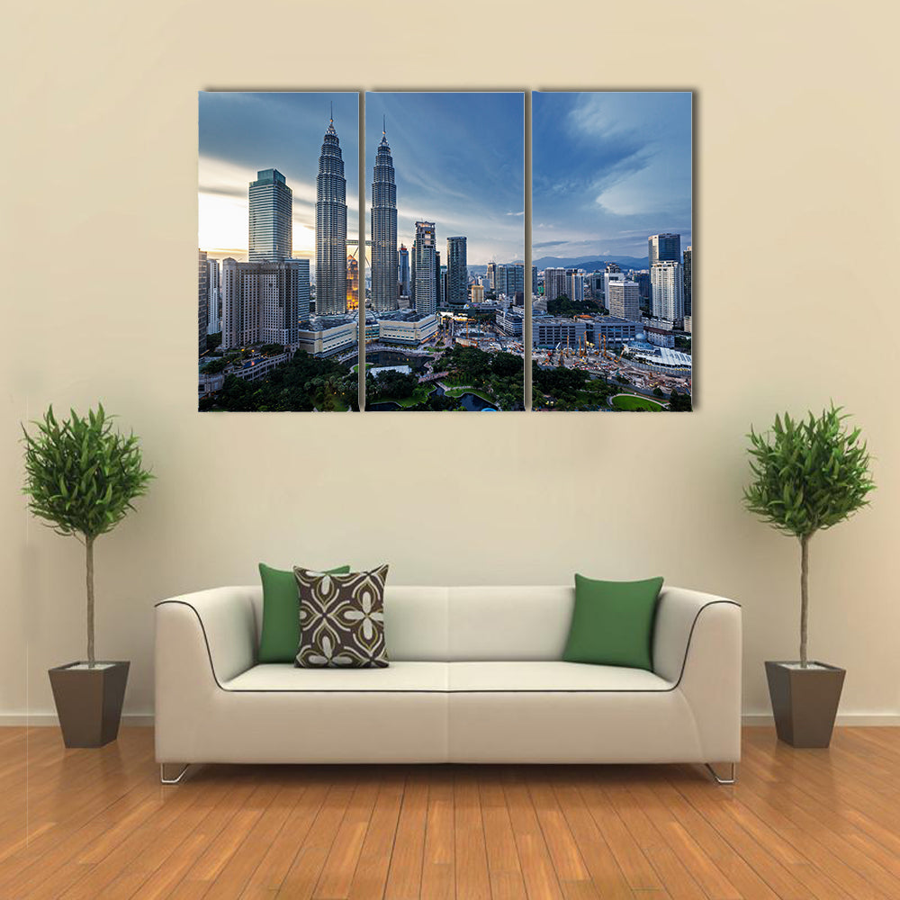 The PETRONAS Twin Towers In Kuala Lumpur, Multi Panel Canvas Wall Art