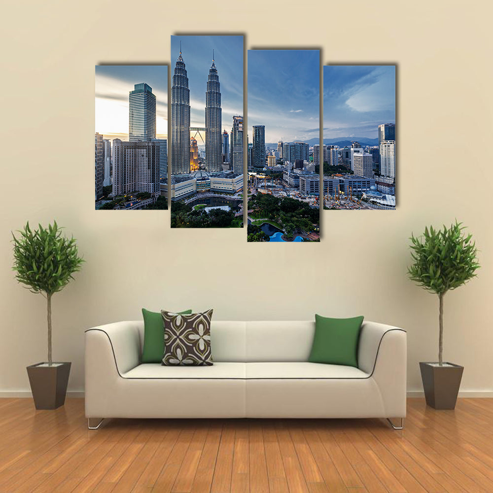 The PETRONAS Twin Towers In Kuala Lumpur, Multi Panel Canvas Wall Art