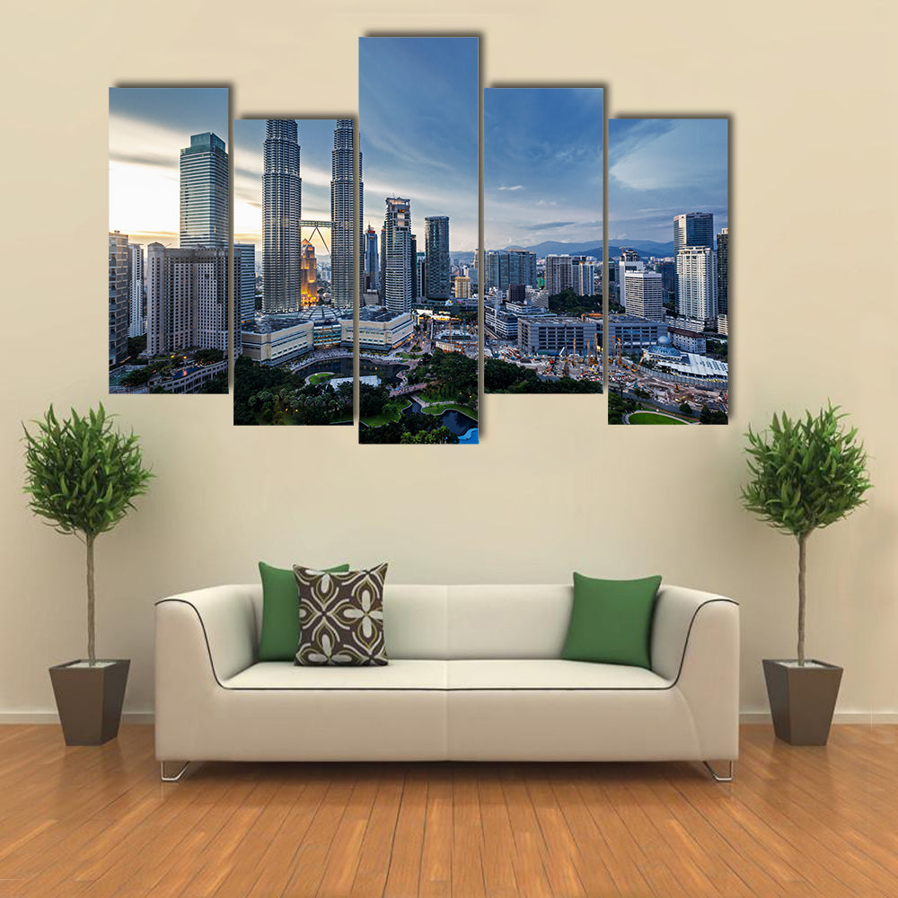 The PETRONAS Twin Towers In Kuala Lumpur, Multi Panel Canvas Wall Art