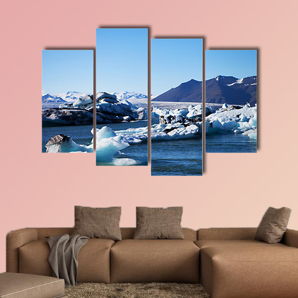 Melting glacier ice at Jokulsarlon Lake caused by global warming Multi panel canvas wall art