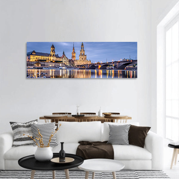 Dresden, Germany cityscape on the Elbe River Panoramic Canvas Wall Art