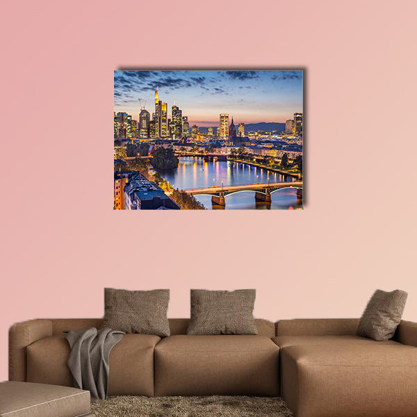 Frankfurt am Main, Germany Financial District skyline multi panel canvas wall art