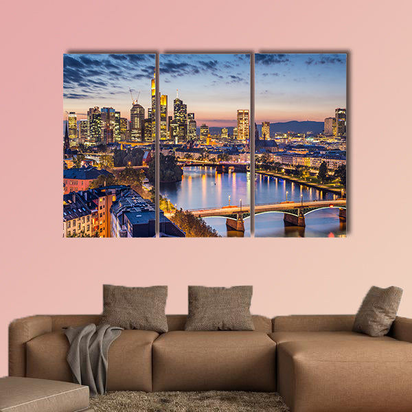 Frankfurt am Main, Germany Financial District skyline multi panel canvas wall art