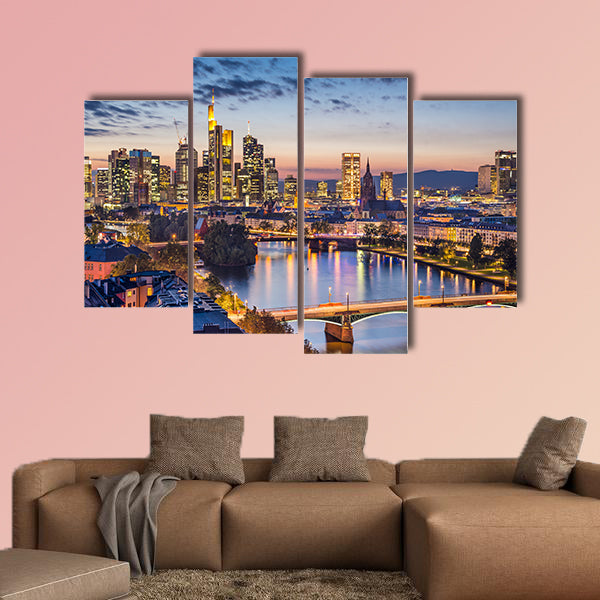 Frankfurt am Main, Germany Financial District skyline multi panel canvas wall art