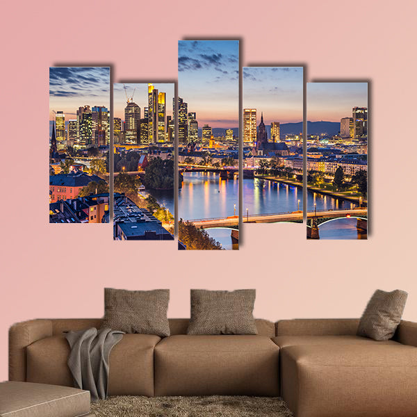 Frankfurt am Main, Germany Financial District skyline multi panel canvas wall art