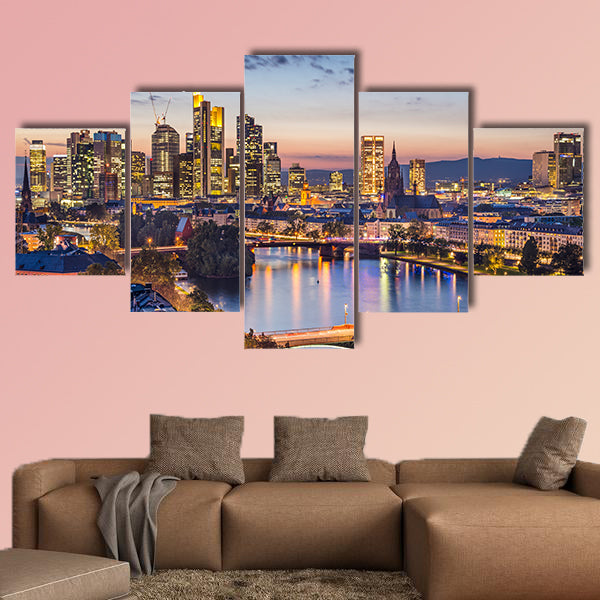 Frankfurt am Main, Germany Financial District skyline multi panel canvas wall art