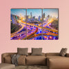 Shanghai, China aerial view over highways multi panel canvas wall art