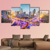 Shanghai, China aerial view over highways multi panel canvas wall art