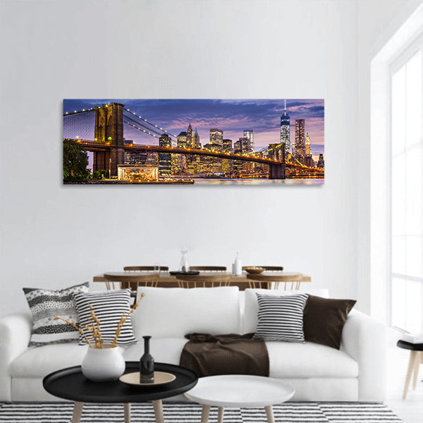 New York City, USA at twilight panoramic canvas wall art