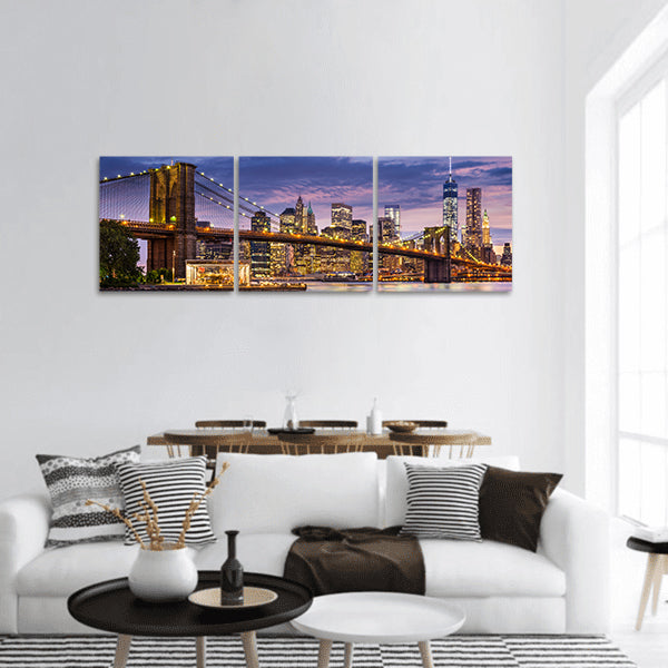 New York City, USA at twilight panoramic canvas wall art