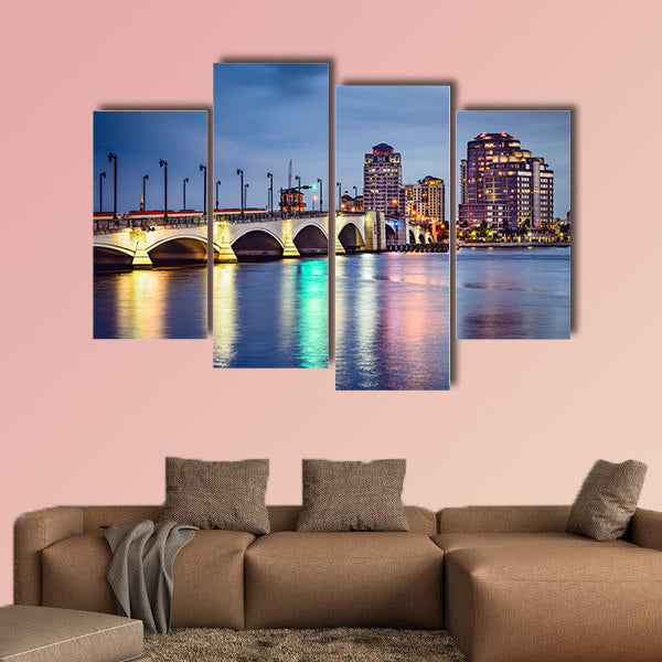West Palm Beach, Florida, USA skyline on the intra coastal canvas wall art