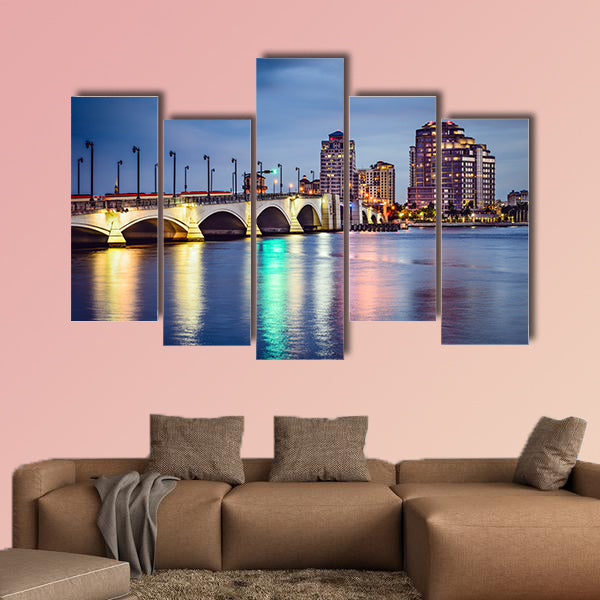 West Palm Beach, Florida, USA skyline on the intra coastal canvas wall art