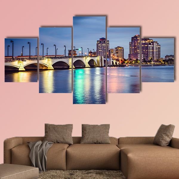 West Palm Beach, Florida, USA skyline on the intra coastal canvas wall art