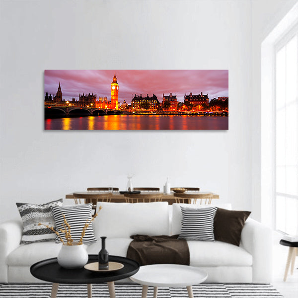 Big Ben and Houses of parliament at dusk, London, UK panoramic canvas wall art