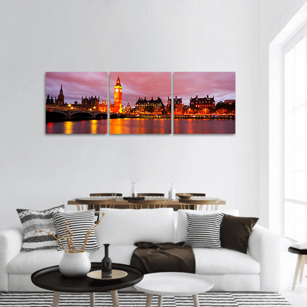 Big Ben and Houses of parliament at dusk, London, UK panoramic canvas wall art