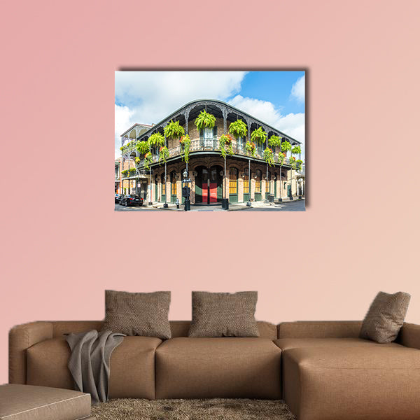 Historic building in the French Quarter Multi panel canvas wall art
