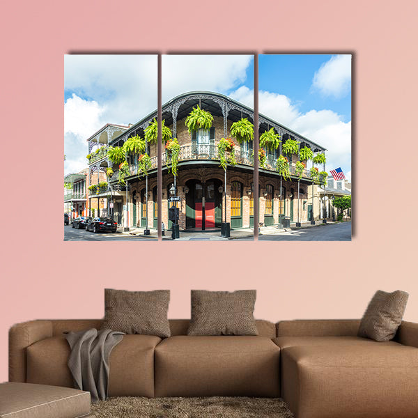 Historic building in the French Quarter Multi panel canvas wall art