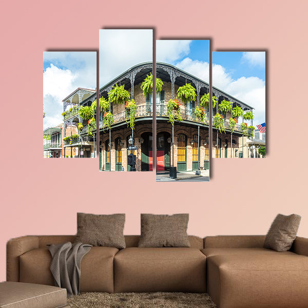 Historic building in the French Quarter Multi panel canvas wall art