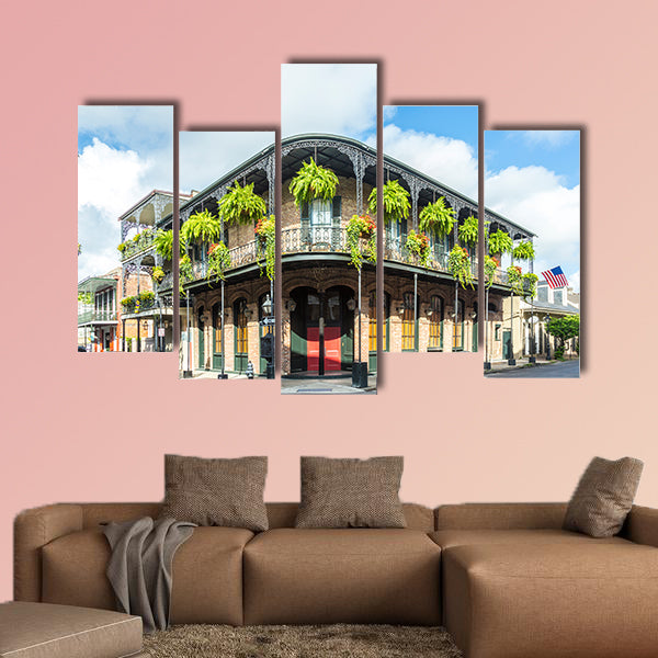 Historic building in the French Quarter Multi panel canvas wall art