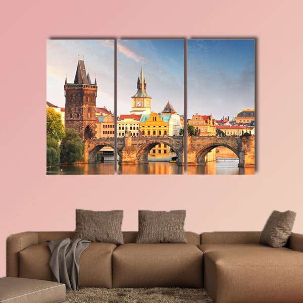 Charles Bridge in Prague, Czech Republic multi panel canvas wall art