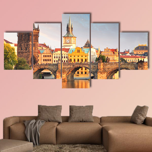 Charles Bridge in Prague, Czech Republic multi panel canvas wall art