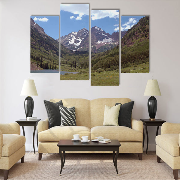 Maroon Bells and Maroon Lake near Aspen Multi panel canvas wall art