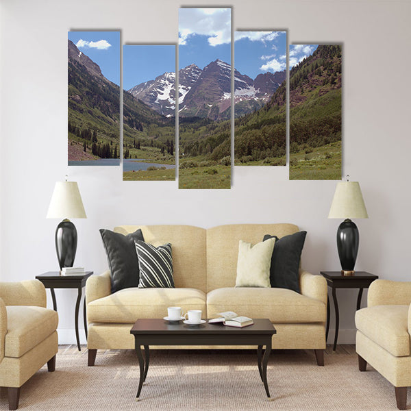 Maroon Bells and Maroon Lake near Aspen Multi panel canvas wall art