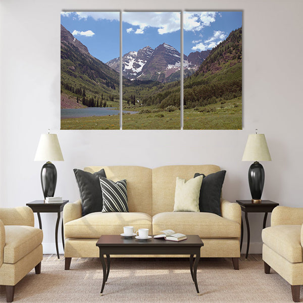 Maroon Bells and Maroon Lake near Aspen Multi panel canvas wall art