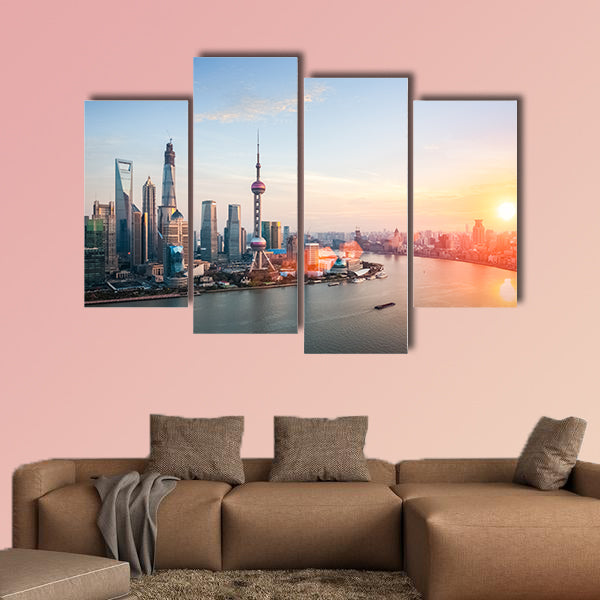 Beautiful shanghai at dusk multi panel canvas wall art