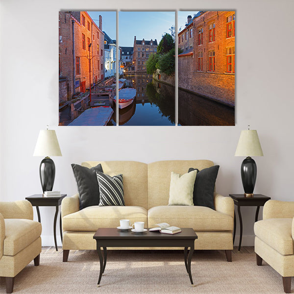 Bruges - Look to canal form bridge Multi panel canvas wall art