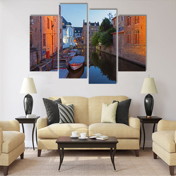 Bruges - Look to canal form bridge Multi panel canvas wall art