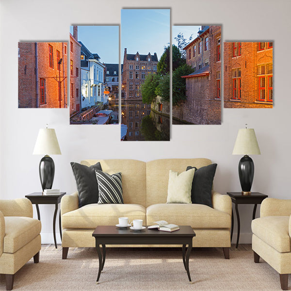 Bruges - Look to canal form bridge Multi panel canvas wall art