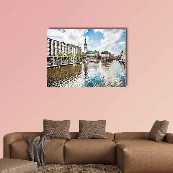 Beautiful view of Hamburg city center, Alster River, Germany wall art