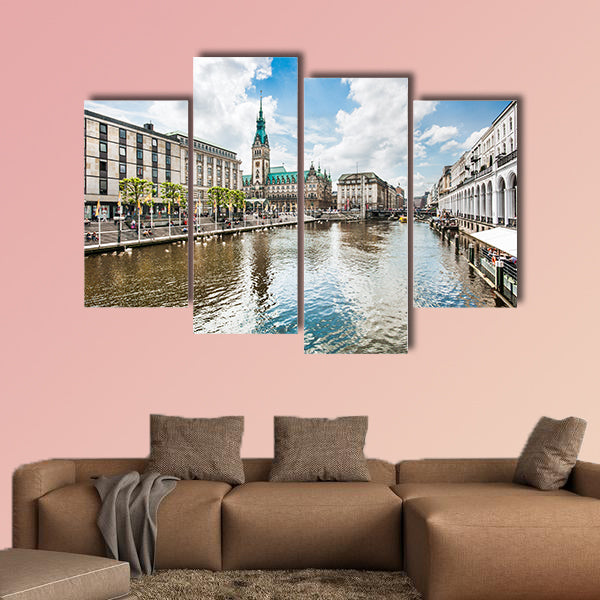 Hamburg city center with town hall and Alster River, Germany wall art