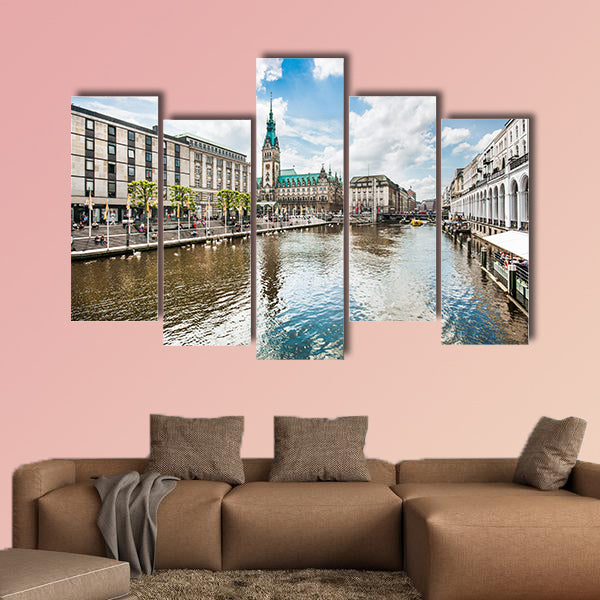 Beautiful view of Hamburg city center, Alster River, Germany wall art