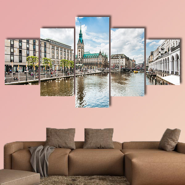 Beautiful view of Hamburg city center, Alster River, Germany wall art