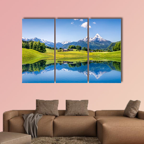  Idyllic summer landscape with clear mountain lake in the wall art