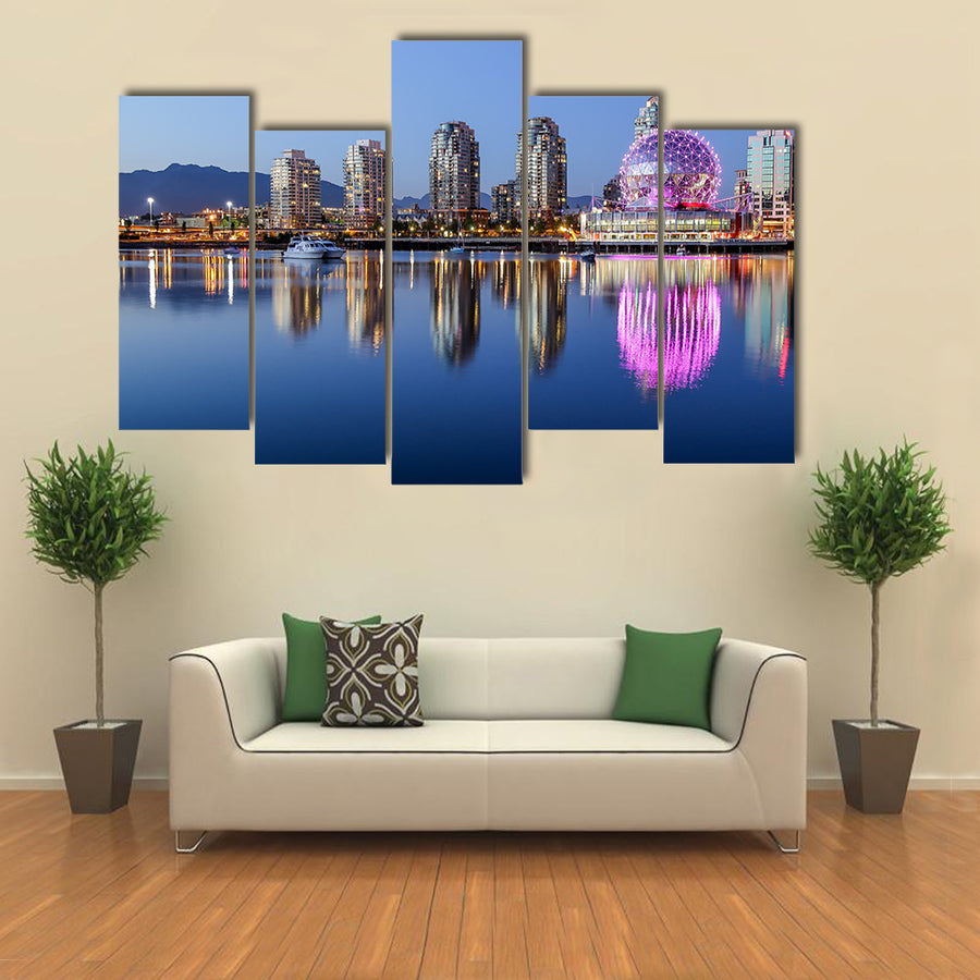 A beautiful clear summer night in Vancouver,  Multi panel canvas wall art