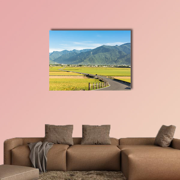 Rural scenery of paddy farm and country road in Chishang canvas wall art