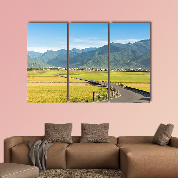 Rural scenery of paddy farm and country road in Chishang canvas wall art