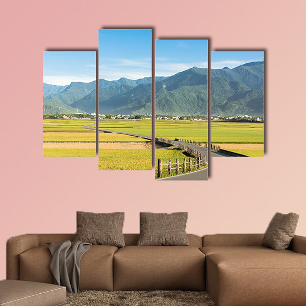 Rural scenery of paddy farm and country road in Chishang canvas wall art